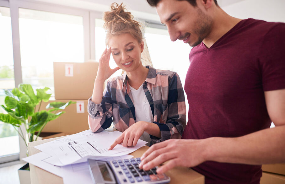 Couple looking at bills