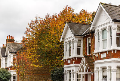 A row of houses in autumn