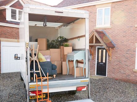 Moving van filled with boxes